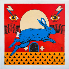 Load image into Gallery viewer, Eyes Through Time - wood and acrylic painting
