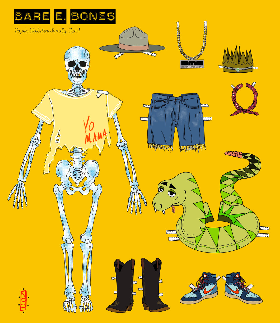 Bare E. Bones Print (Paper Skeleton Family Fun!)